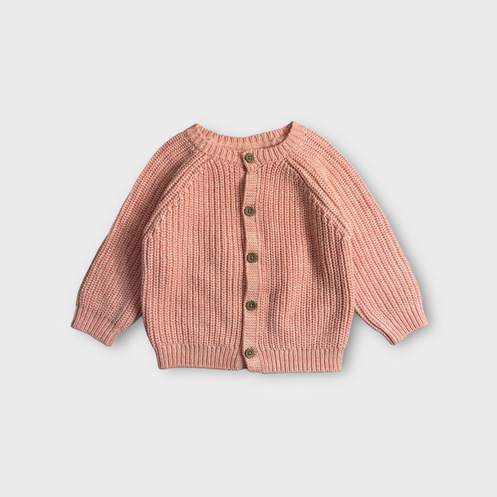 Rock A Bye Baby Boutique Text “Hello” Pink Knit Cardigan